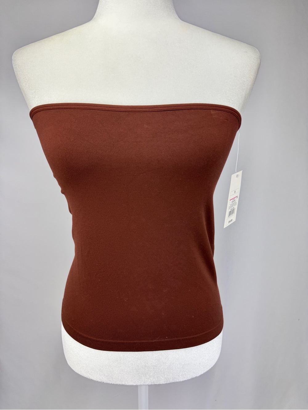 A New Day Brown Seamless Strapless Tube Top Women Size S NWT Stretch